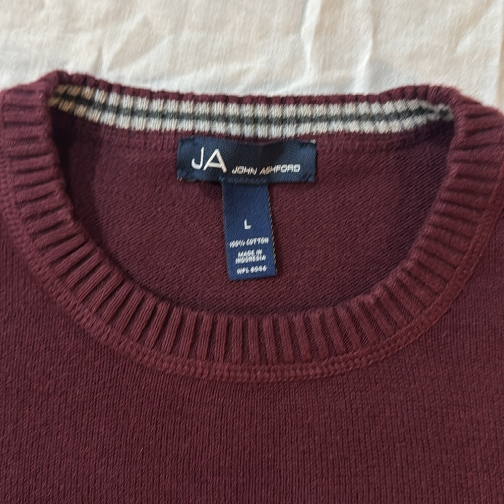 Men’s Maroon Crewneckk Sweater by John Ashford - Picture 3 of 4